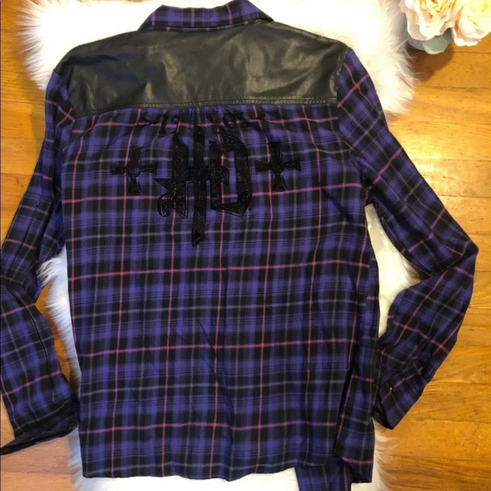Harley Davidson Purple Plaid-soft leather Size L